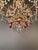 1930s Red Crystal Chandelier Brass Ceiling Lamp Lustre Art Nouveau Beaded For Sale - Image 6 of 9