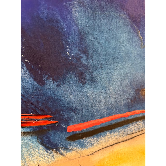 1980s Large-Scale Contemporary Abstract Painting, Monumental Vertical Canvas, Blue Black & Ochre, 78x48” by Jack Compton For Sale In Phoenix - Image 6 of 7