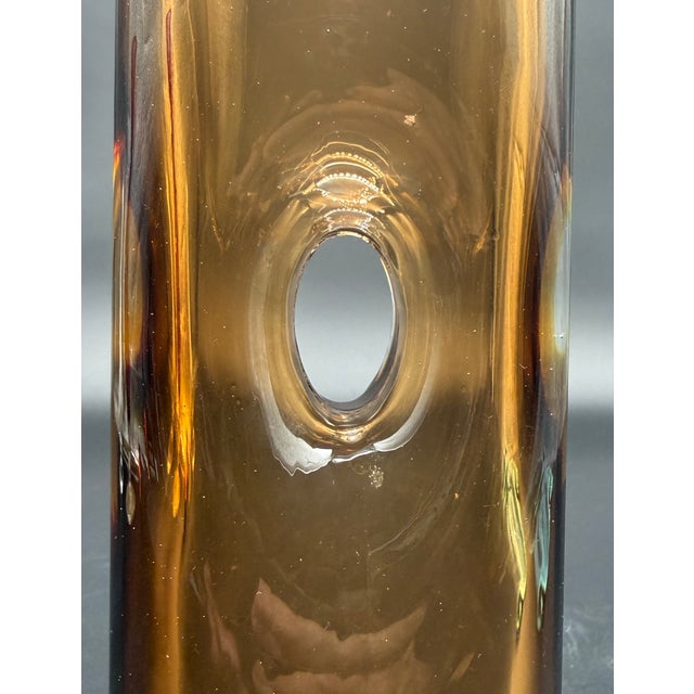 Vintage Venini Forati Vase by Fulvio Bianconi, Amber Murano Glass, Italian Mid Century Modern Art Glass, Circa 1951 For Sale - Image 13 of 18