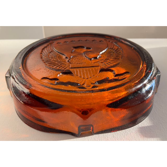 Vintage 1960s Amber Glass Ashtray With Eagle Motif Chairish