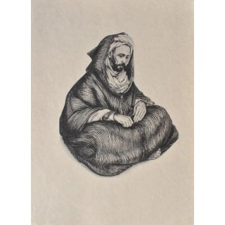 Walter Sauer, Seated Arab Man, Engraving For Sale