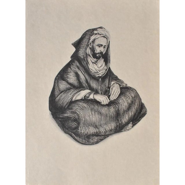 Walter Sauer, Seated Arab Man, Engraving For Sale