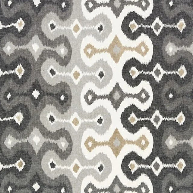 A warp-printing method is used to create an authentic ikat with a modern stripe. Subtle variations are part of its...