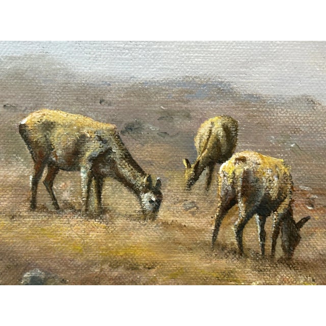 British Oil Painting Scottish Highlands Stag With Fawn Deers Monarch in ...