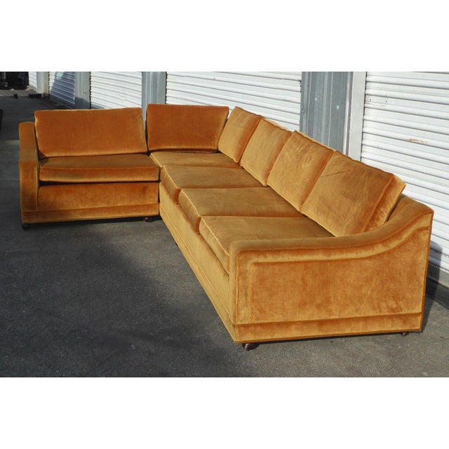 Mid Century Modern Orange Velvet Sectional Sofa Chairish