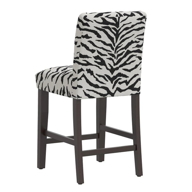 Counter Stool in Linen Zebra Cream Black Chairish
