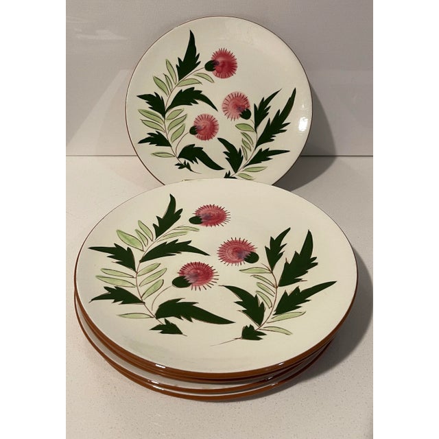 Stangl Mid 20th Century Stangl Pottery Pink Thistle Pattern 10” Dinner Plate For Sale - Image 4 of 6