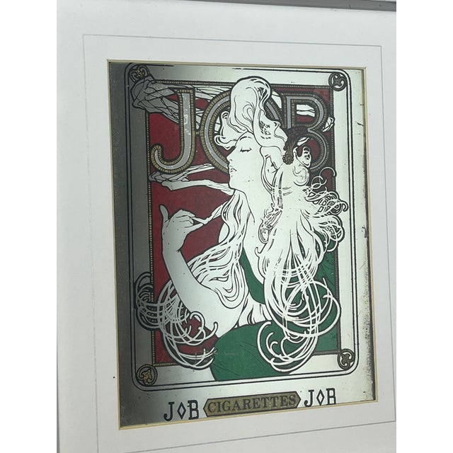 Vintage Art Nouveau Mirror with Job Cigarettes Advertising by Alphonse Mucha, 1970s For Sale - Image 12 of 18