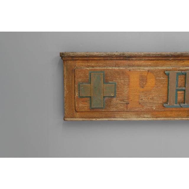 Wood Pharmacie Shop Sign, 1900s For Sale - Image 7 of 9