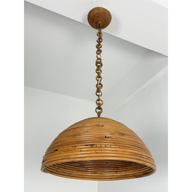 Mid-century Italian bamboo chandelier, 1960s Intact and in good condition, E27 bulb. Found in a villa in Taormina....