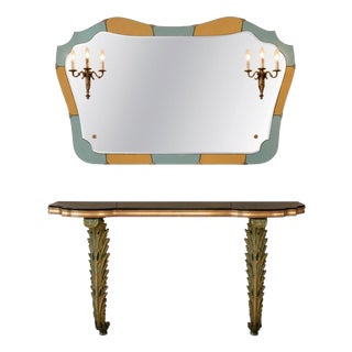 Art Deco Console Table with Matching Mirror, 1930s For Sale