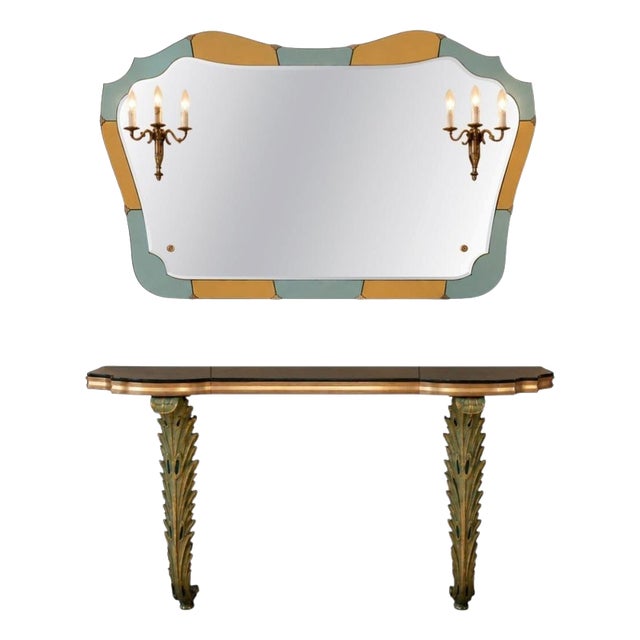 Art Deco Console Table with Matching Mirror, 1930s For Sale
