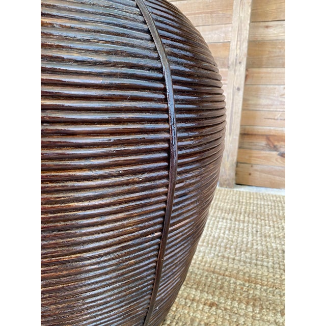 Wood Vintage Coastal Palecek Pencil Reed Rattan Vase For Sale - Image 7 of 13