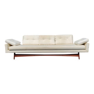 Iconic Circa 1960s Model #2408 'Gondola' Sofa Designed by Adrian Pearsall for Craft Associates Sculpted Walnut Base For Sale