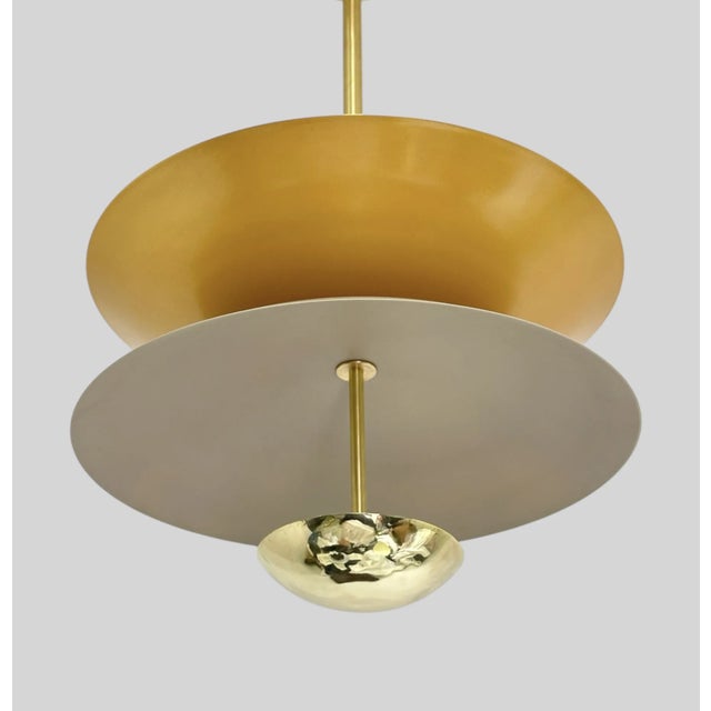 2020s Handmade Brass and Metal Pendant With Dual Color Shade For Sale - Image 5 of 5