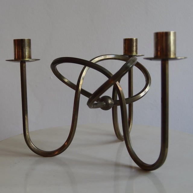 Gold Friendship Knot Candleholder by Josef Frank for Svenskt Tenn, 1930s For Sale - Image 8 of 9