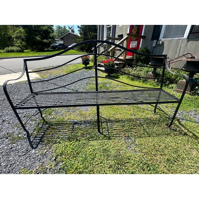 Metal Large Custom Hand Wrought Iron Lutyens Garden Bench For Sale - Image 7 of 10