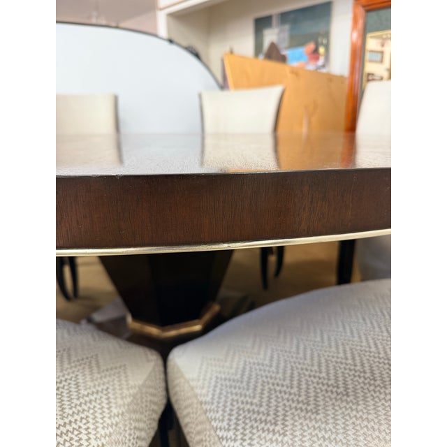 Contemporary Round Dining Table With Eight Barbara Barry Dining Chairs, 9 Pc For Sale - Image 3 of 12