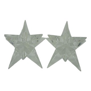 2 Mid Century Rosenthal 9 Point Crystal Taper Candlesticks Candle Holders 4" For Sale