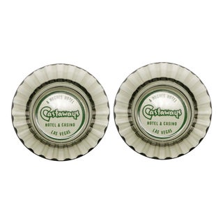 The Castaways Hotel Glass Ashtrays - a Pair For Sale