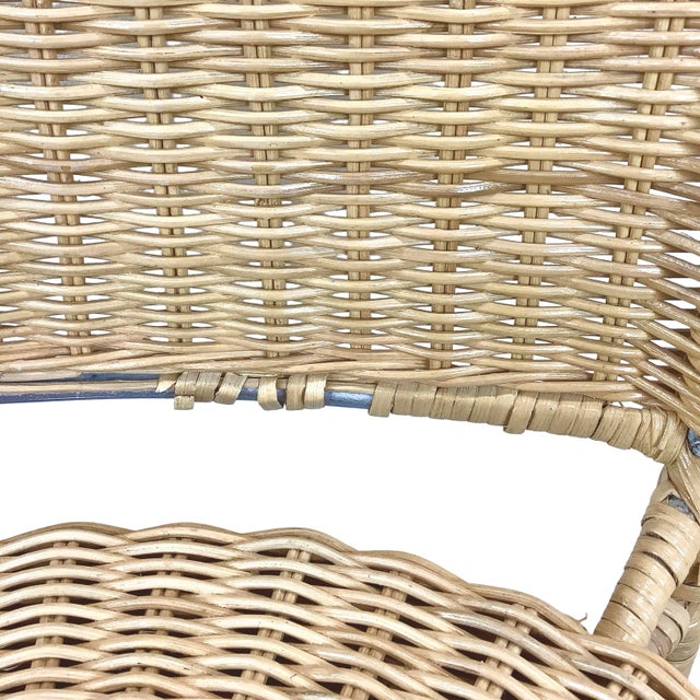 Vintage Woven Wicker & Rattan Side Chair With Cushion For Sale - Image 14 of 18