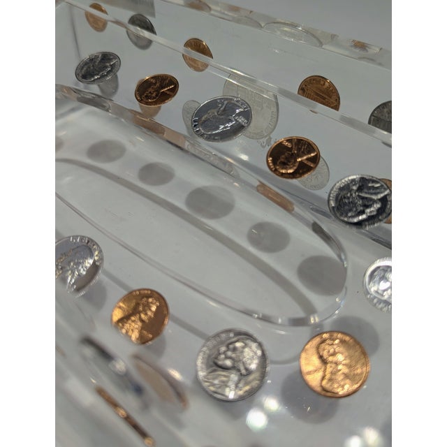 Mid 20th Century Lucite Coin Tissue Box Cover For Sale - Image 5 of 8