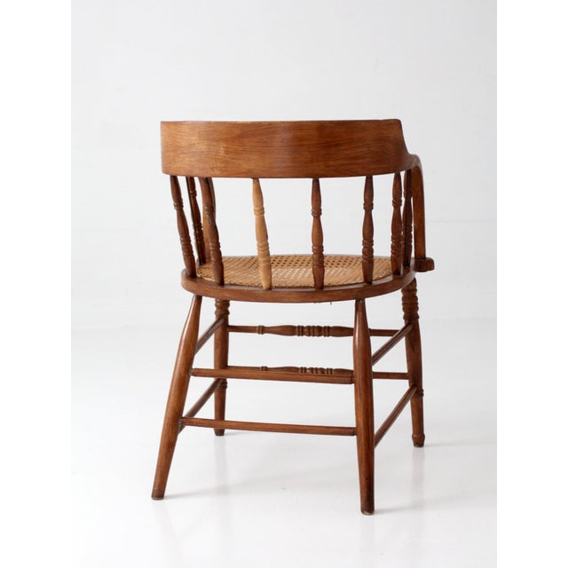 Early 20th Century Antique Cane Seat Captain's Chair For Sale - Image 5 of 15
