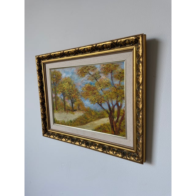 Impressionist 1970s Vintage Impressionist Autumn Landscape Oil on Masonite Board – Framed For Sale - Image 3 of 14