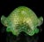 Vintage Barovier Toso Murano Green Bubbles Gold Flecks Italian Art Glass Flower Star Shape Bowl For Sale - Image 9 of 9
