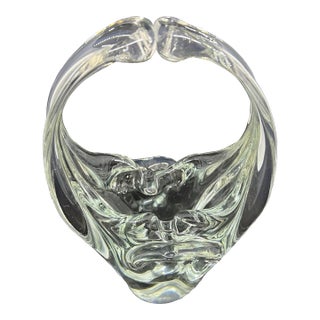 Murano Clear Blown Glass Basket For Sale