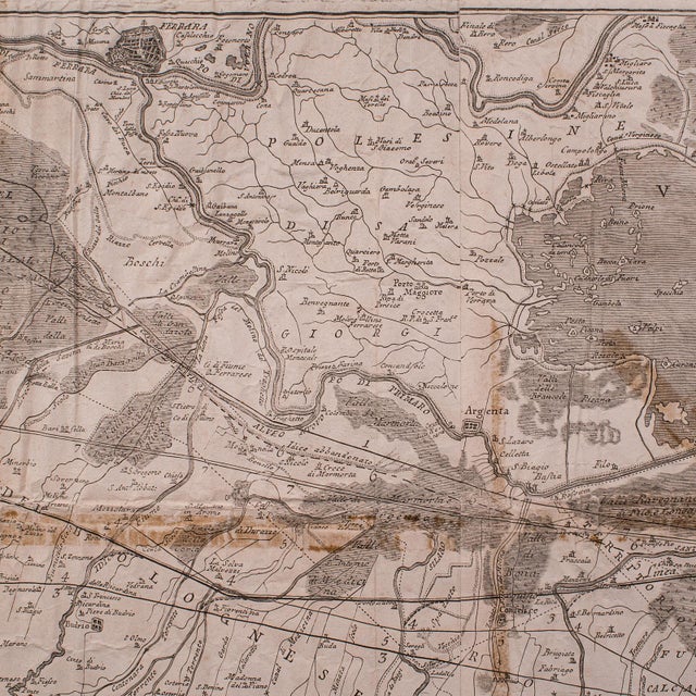Glass Antique Italian Region Map, Framed Cartography, 18th Century, Emilia Romagna For Sale - Image 7 of 12