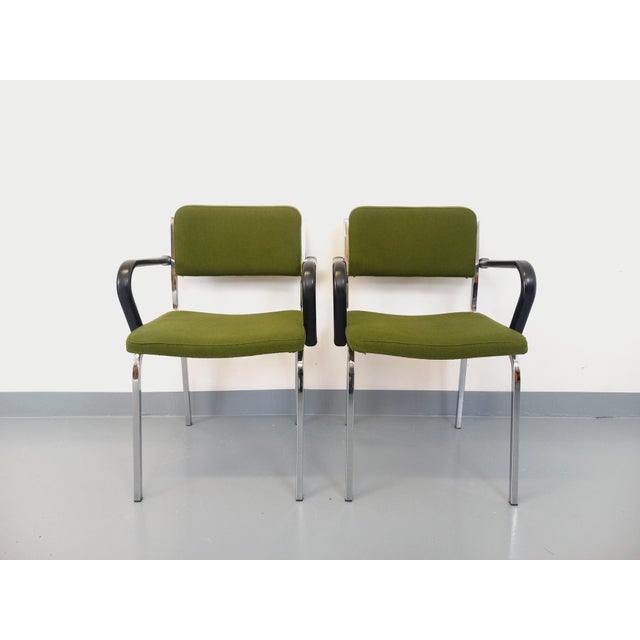 Set of Fabric and Chrome Armchairs, 1970s For Sale - Image 10 of 18