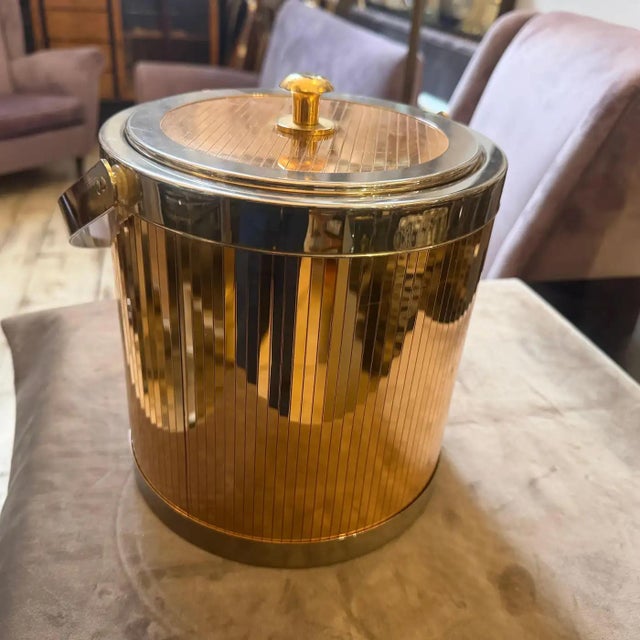 1970s Stunning Mid-Century Modern Brass and Silver Plated Ice Bucket by Lidian For Sale - Image 15 of 16
