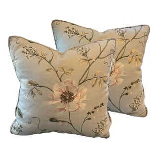 Pair of Crewel Work Embroidered Pillows For Sale