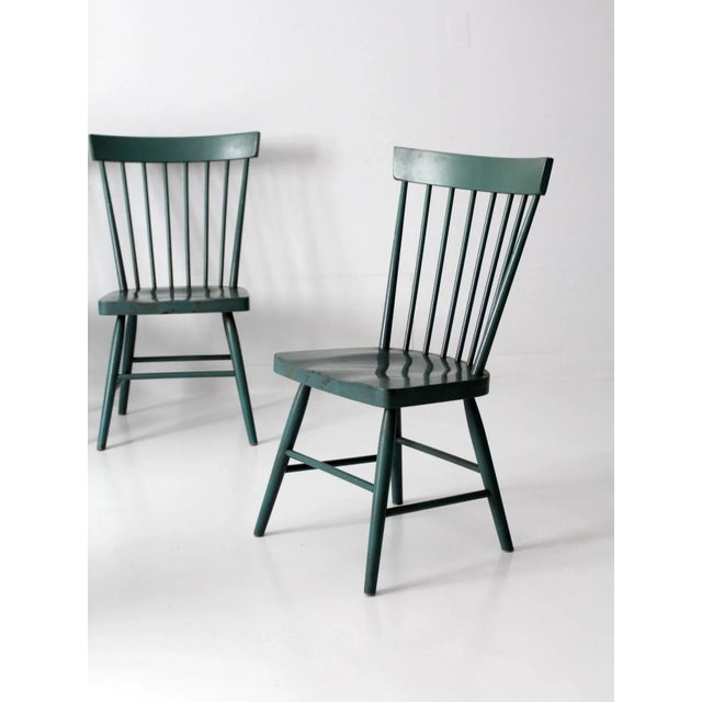 Vintage Painted Pine Dining Chairs Set 4 For Sale - Image 11 of 13
