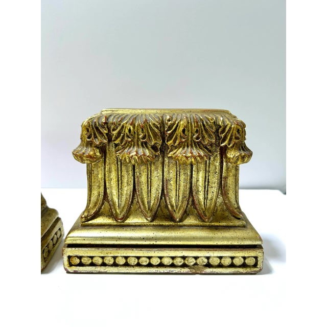 Vintage Corinthian Column Bookends – Classical Roman Style Gilded Pair For Sale In Louisville - Image 6 of 12
