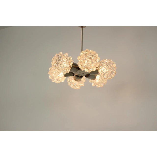 Glass Mid-Century Chrome Steel & Glass Chandelier, 1970s For Sale - Image 7 of 11