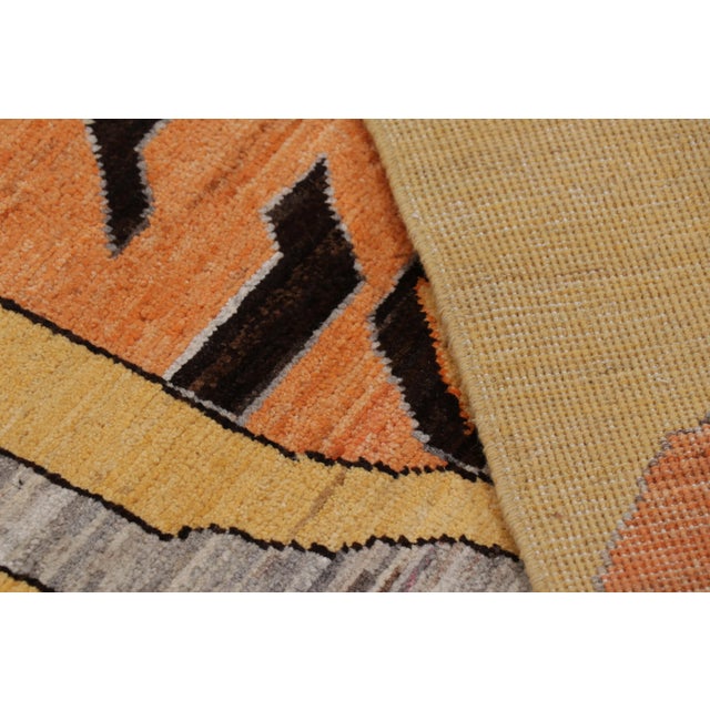 Textile Rug & Kilim’s Contemporary Tiger Rug in Gold With Brown and Orange Pictorial For Sale - Image 7 of 7