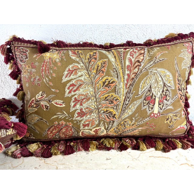 Lee Jofa Handsome Lee Joffa Tasseled Cotton Print Lumbar Pillows/Pair For Sale - Image 4 of 10