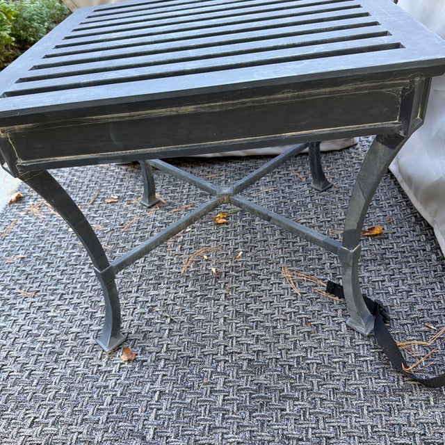 Metal Restoration Hardware Antibes Collection Zinc Side Table ($200 Each) There Are 4 Available. For Sale - Image 7 of 11
