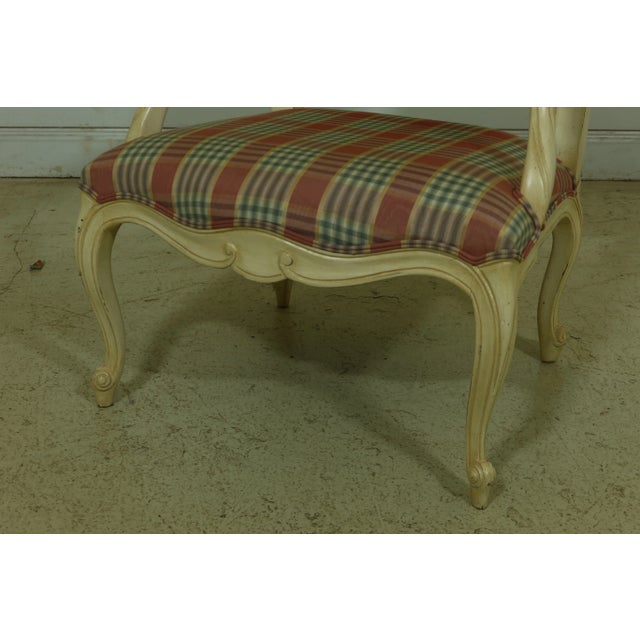 French Pair Ethan Allen French Style White Open Armchairs For Sale - Image 3 of 13
