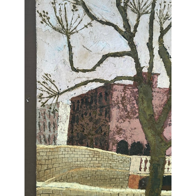 Mid-Century Modern Norbert Smith Impasto Architectural Landscape Cityscape Painting. For Sale - Image 12 of 12