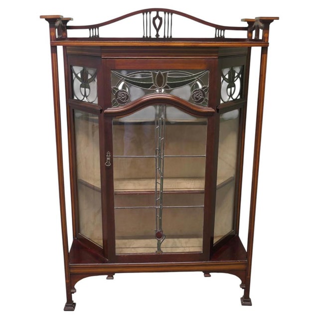 Brown Art Nouveau Inlaid Display Cabinet by Shapland and Petter, 1890 For Sale - Image 8 of 8
