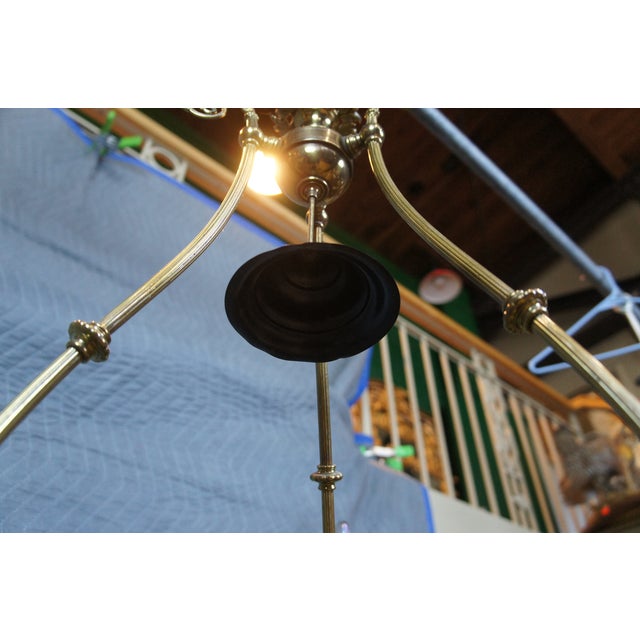 Antique Victorian Converted 4 Light Hurricane Candlestick Pendant Chandelier 36" For Sale - Image 10 of 16