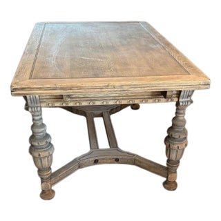 Jacobean Bleached Wood Antique Extendable Dining Table For Sale