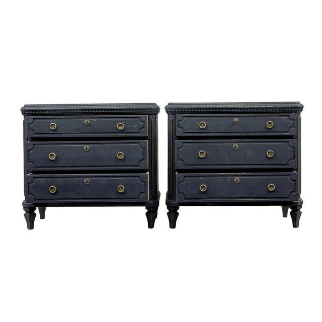 Swedish Black Painted Commodes, 1870, Set of 2 For Sale - Image 4 of 8