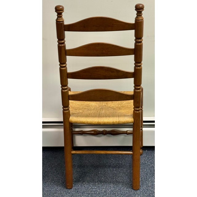 1990s Set of 8 Solid Cherry Ladderback Rush Seat Dining Chairs - Attributed to Pennsylvania House For Sale - Image 5 of 12