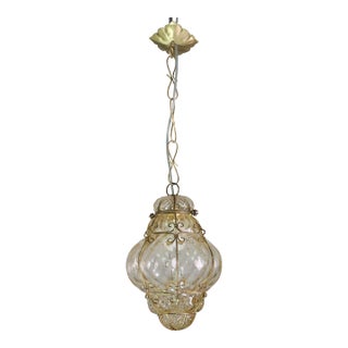 1950s Wonderful Amber Vintage Venetian Lantern, Seguso Murano Glass For Sale