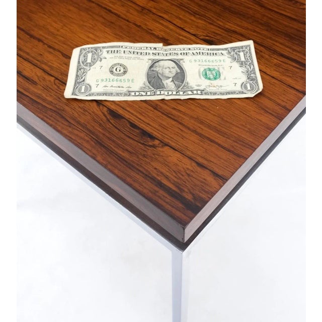 Mid-Century Modern Floating Rosewood Top Chrome Stainless Base Square Side End Coffee Table For Sale - Image 3 of 13