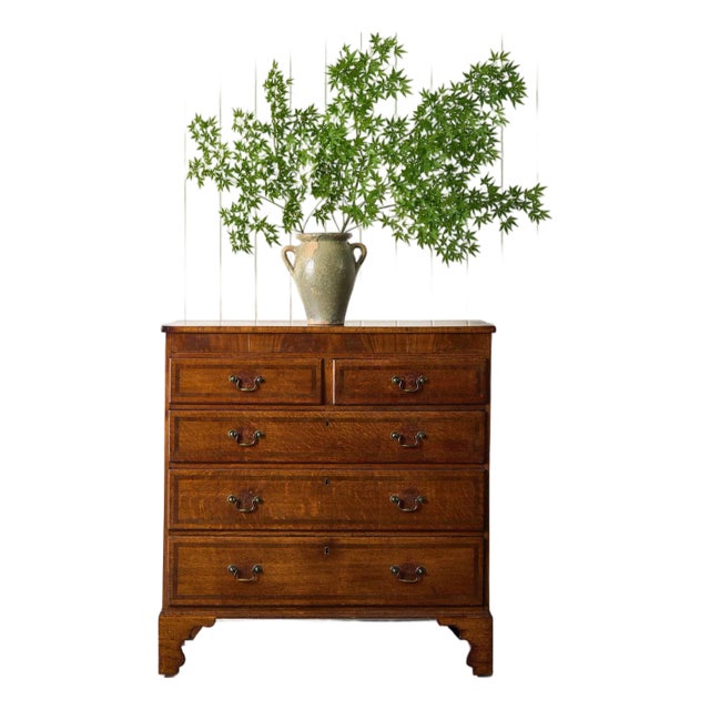 19th Century Oak and Mahogany Crossbanded Two Over Three Chest of Drawers For Sale